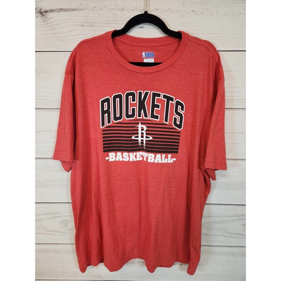 NBA Mens Red Crew Neck Houston‎ Rockets Basketball Short Sleeve T-Shirt Size 2XL - Picture 1 of 5